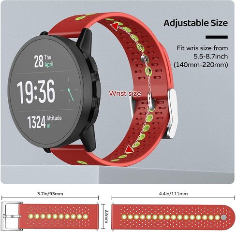 حزام ساعة Suunto 9 Peak/9 Peak Pro/5 Peak/Race/Vertical، 22 مم من السيليكون QuickFit بديل لـ Garmin Venu 3/Venu 2/Vivoactive 4/Forerunner 265/Forerunner 255 in Kuwait