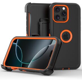 Compatible with iPhone 16 Pro Max Case, with Belt Clip Holster Heavy Duty Rugged Shockproof Full Body Protection Kickstand Cover for iPhone 16 Pro Max 6.9 inch Phone (Black)