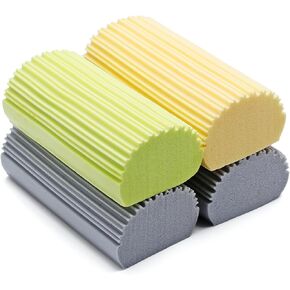 4Pcs Reusable Damp Clean Duster Sponge，Efficient Cleaning Duster for Dust, Debris,and Stains,Brush Magic Eraser Sponge for Ceiling Fan,Blinds,Baseboard,Gray