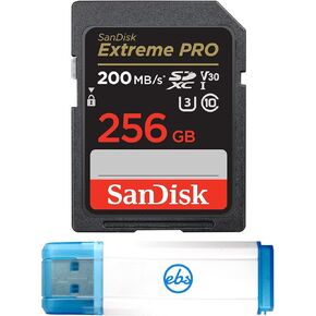 SanDisk 256GB Extreme Pro SD Card SDXC UHS-I Card for Sony Alpha a7C, a6600, a6100, a6400 Camera (SDSDXXD-256G-GN4IN) Video Class 10 Bundle with 1 Everything But Stromboli 3.0 Micro & SD Card Reader