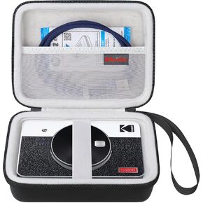 Elonbo Carrying Case for KODAK Mini Shot 3 Retro 4PASS 2-in-1 Instant Digital Camera, Portable Photo Printer Travel Bag, Print Camera Storage Holder, Mesh Pocket Fits Printing Paper, Cable, Purple