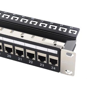 Cable Matters 1U 19-Inch 24-Port 10Gbps Cat6A Ethernet Patch Panel with Inline Keystone and Cable Management Bar, Rackmount or Wall Mount Network Patch Panel / RJ45 Patch Panel