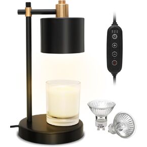 Candle Warmer Lamp, Modern Dimmable Candle Lamp Warmer with 2 Bulbs, Candle Warmer Lamp with Timer, Electric Lamp Candle Warmer for Jar Candles, Black Wax Melt Warmer for Home Decor-Best Gift