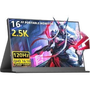 شاشة ألعاب محمولة 2.5K 120 هرتز، شاشة كمبيوتر محمول 16 بوصة 2560x1600، شاشة ثانية USB C، شاشة سفر للهاتف PS5 Switch Xbox in Kuwait