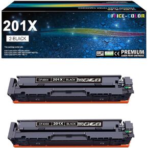 201A 201X Black High-Capacity Toner Cartridge Replacement for HP 201X CF400X CF400A Works with HP Color Laserjet Pro MFP M277dw M252dw M277c6 M252 M277 Series Printer (2 Pack)