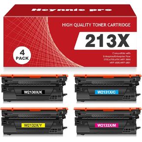 High Capacity Remanufactured 213X Toner Cartridge Replacement for HP 213A 213Y W2130X W2131X W2132X W2133X for HP 5700 6700 6701 MFP 5800 MFP 6800 MFP 6801 Printer (4 Pack)