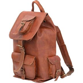 Shy Shy Let's Touch The Sky Rustic Vintage Leather Backpack Travel Rucksack knapsack Daypack Bag for Men Women Brown (24 inch)