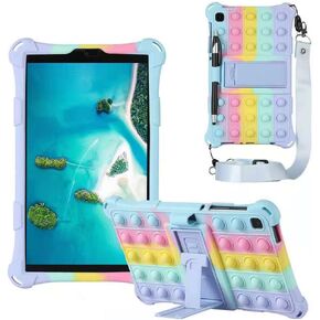 Tablet Case for Galaxy Tab A7 10.4" 2021|SM-T500/T505/T507 Anti-Stress Silicone Case Cover with Stand Lanyard Pen for Samsung Tab A7 Pop Anxiety Relief Fidgets(Colorful Light Blue)