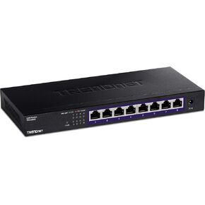 TRENDnet 8-Port Unmanaged 2.5G Switch, 8 x 2.5GBASE-T Ports, 40Gbps Switching Capacity, Backwards Compatible with 10-100-1000Mbps Devices, Fanless, Wall Mountable, Black, TEG-S380 (Renewed)