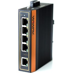 WIWAV WP1105-5GE-I 10/100/1000Mbps Unmanaged 5-Port PoE Gigabit Industrial Ethernet Switches with DIN Rail/Wall-Mount (UL Listed, IP40, -40 to 85℃)