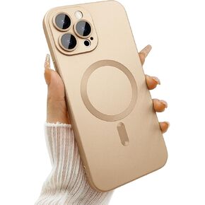 Magnetic case for iPhone 14 Pro Phone Case for Women, Matte Luxury Soft Metallic Luster Design with Camera Lens Protector, Compatible with Magsafe Case for iPhone 14 Pro 6.1"-Red Wine