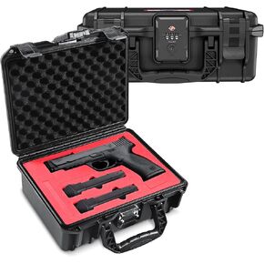 TSA Combination Lockable Gun Case for Smith & Wesson, Water & Shock Proof Pistol Case Hard Shell Case for S&W M&P 9 M2.0, Smith & Wesson M&P 9 Shield EZ/Shield Plus, M&P 9 M2.0 5"