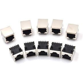 10Pcs/Set Network Ethernet Shielded RJ45 8P8C Single Network Port 8P 8C Female Socket Connectors 8Pin for PCB