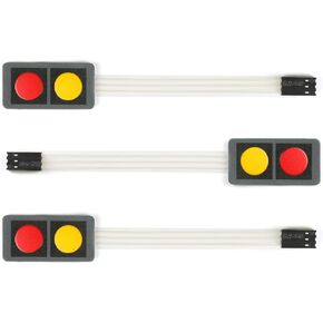 3Pcs 1x2 2 Key Membrane Switch MG001F 2-Key Array Membrane Switch on Off Display Microcontroller Extended Keyboard 3Pin Dupont DIY Red Yellow 40x20x0.8mm