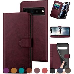 for Google Pixel 7 Pro Genuine Leather Wallet case 【RFID Blocking】【4 Credit Card Holder】【Real Leather】 Flip Folio Book Phone case Protective Cover Women Men for Pixel 7Pro case Dark Blue