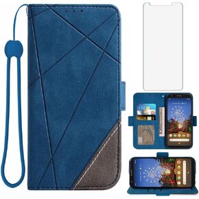 Asuwish Compatible with Google Pixel 3a Wallet Case and Tempered Glass Screen Protector Leather TPU Flip Cover Purse Card Holder Stand Cell Accessories Phone Cases for Pixel3a Pixle a3 Women Men Blue