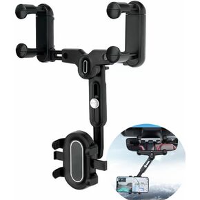Car Phone Holder,360 Rotatable Car Rear View Mirror Phone Holder,Adjustable Phone Mount for Mobile Phone GPS Support Stand