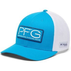 Columbia Unisex PFG Hooks Mesh Ball Cap, Ocean Blue/White, Large/X-Large