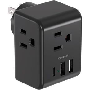 موسع منافذ توصيل متعدد، موزع طاقة كهربائي غير واقي من زيادة التيار مع 3 شاحن حائط USB (1 USB C)، موسع منافذ متعددة للرحلة البحرية، النوم، السفر، المنزل، المكتب