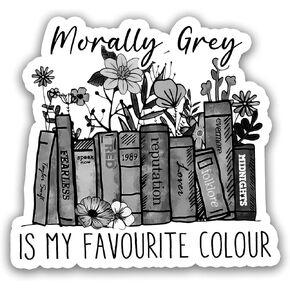 (3pcs) Morally Grey is My Favourite Colour Sticker, Book Stickers, Bookish Sticker, Water Assitant Reading Sticker for Laptop Phone Water Bottles, Kindle Stickers, Bookish Gifts (Size 3")