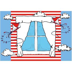 Allenjoy 82 بوصة × 59 بوصة خلفية كرتونية لنافذة طائرة ورقية خلفية للتصوير الفوتوغرافي بخطوط بيضاء وحمراء خلفية لتزيين حفلات أعياد الميلاد للأطفال، لوازم لافتة الصور in Kuwait