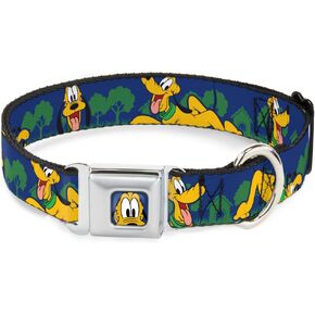 Dog Collar Seatbelt Buckle Pluto 4 Poses Landscape Blue Green 16 to 23 Inches 1.5 Inch Wide