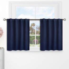 BGment Black Blackout Curtain Blinds - 38 x 40 Inch Thermal Insulated Rod Pocket and Back Tab Blackout Curtains for Kitchen/Home Decor/Bedroom, 2 Window Curtain Panels