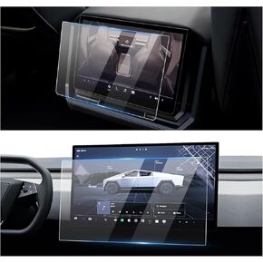 Karltys 2 Pack Screen Protector for Tesla Cybertruck Accessories 2024 2025, Cybertruck 18.5-Inch Touchscreen Tempered Glass and 9.4-Inch Rear Display Screen Cover Ultra Clear Anti Glare