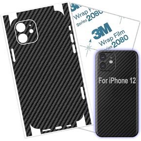 iPhone 12 Skin Wrap 3M Carbon Fiber Film Protective for Back and Borders Decal (Carbon Fiber)