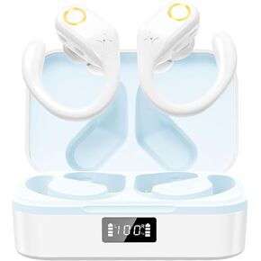 Wireless Bluetooth 5.3 Earbuds with Stereo Bass, Headphones ENC Noise Cancelling Mic, HD Call, Over-Ear Hooks for Sports, 48H Playtime, LED Display, IP7 Waterproof buds- Earphones for Android & iOS