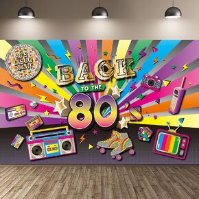 BRT Bearingshui 80's Party Decorations Supplies, Back to The 80's Banner 80's Backdrop Photography Background Decoration, 80’s Themed Party Backdrops Decoration Multi-Color