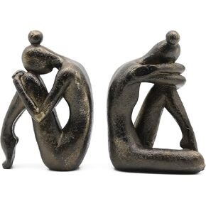 Lukitas Don Quixote Bookends Home Decor, Decorative Book Holder Nonskid, Heavy Duty Book Ends for Shelves, Living Room Office Decoration, Resin 8''