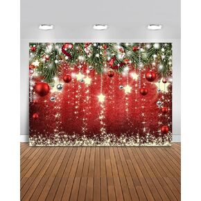Mocsicka Christmas Backdrop Red Ball Xmas Merry Christmas Party Decorations for Family Holiday Christmas for Photography Photo Booth Props (Red, 10x7ft(120"x82"))