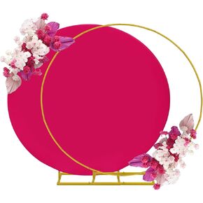 7.2ft Round Backdrop Stand and Cameo Brown Covers 1 Stable Balloon Arch Stand with Base and 1 Polyster Circle Arch Cover Metal Wedding Arch Backdrop Stand Frame for Party Baby Shower Garden Decoration