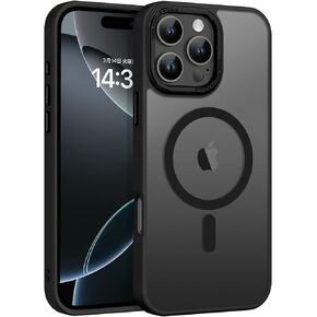 BENTOBEN for iPhone 16 Pro Magnetic Case, [Compatible with MagSafe] Translucent Matte Shockproof Anti-Fingerprint Slim Fit Women Men Protective Phone Case for iPhone 16 Pro 6.3", Black