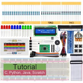 Freenove LCD 1602 Starter Kit for Raspberry Pi 5 4 B 3 B+ 400, 311-Page Detailed Tutorial, Python C Java Scratch Code, 151 Items, 57 Projects