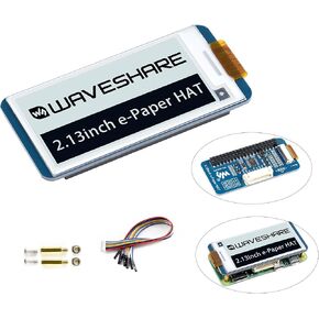 Waveshare 2.13inch E-Ink Display HAT 250x122 Pixel E-Paper for Raspberry Pi 5/4B/3B+/3B/2B/Zero W/WH/Zero 2 W/Jetson Nano SPI Interface, Black/White Two Display Colors, Support Partial Refresh