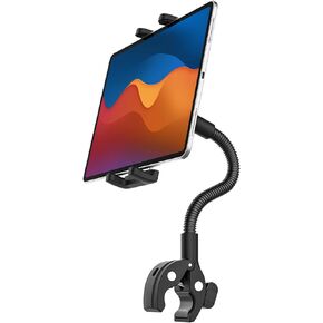Tablet Holder for Wheelchair/Stroller/Spin Bike/Treadmill/Mic Stand/Boat/Handlebar Clamp, 360° Gooseneck Mount with Adjustable Arm for 4-13" iPad Pro Air Mini, Phone, Galaxy Z Fold, Fire HD