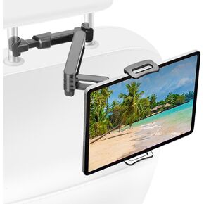 حامل الكمبيوتر اللوحي بمسند رأس السيارة، حامل IPad للمقعد الخلفي للسيارة، حامل لوحي بذراع قابل للتعديل، المقعد الخلفي للأطفال، أساسيات رحلة الطريق الطويلة، تخييم السيارة لـ 4.7-12.9 بوصة، أجهزة iPad Pro، Air، Mini، Kindle
