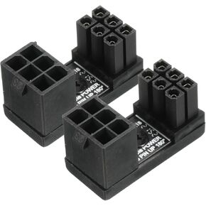 MECCANIXITY ATX 6 Pin Female to 6Pin Male 180 Degree Angled Power Adapter for Desktops Graphics Card 2Pcs