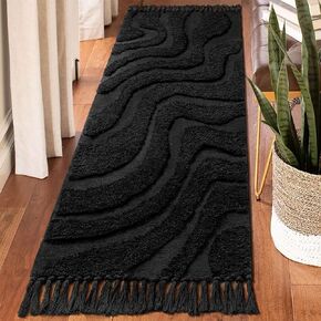 Boho Runner Rug 2’x6’ Washable Rug Runners for Hallways Entryway Kitchen Bathroom Bedroom Cream Beige Throw Rugs with Tassel Vintage Decor Long Carpet Farmhouse Tufted Woven