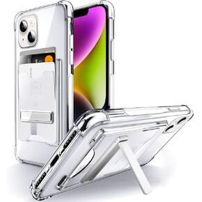 Shields Up Designed for iPhone 14 Pro Case with Card Holder (3 Cards), Wallet Case with Stand, Slim Protective Shockproof Transparent Cover for iPhone 14 Pro (6.1 inch) - Clear