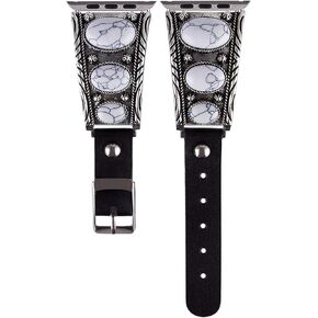 VIQIV Dressy Bands متوافقة مع Apple Watch Band 38mm 40mm 41mm 42mm 44mm 45mm 49mm Iwatch Series SE/9/8/7/6/5/4/3/2 Ultra للنساء والرجال، سوار مجوهرات غربية من الجلد مع سوار معصم ذكي