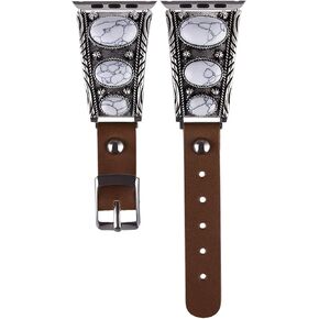 VIQIV Dressy Bands Compatible with Apple Watch Band 38mm 40mm 41mm 42mm 44mm 45mm 49mm Iwatch Series SE/9/8/7/6/5/4/3/2 Ultra for Women Men, Western Jewelry Bracelet Leather Link Wristband Smart Strap