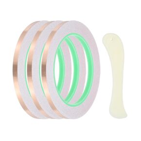 PATIKIL 22 Yard 3/8 Inch Copper Foil Tape,3 Roll Copper Tape with Conductive Stained Glass Foil Tool with Scraper for Stained Tools DIY Crafting