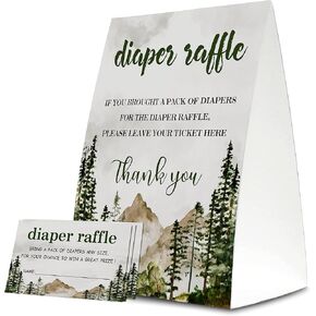 Yuansail Diaper Raffle Tickets For Baby Shower, Blue Elephant Themed Cards,Party Favors For Baby Showers Game Cards, 1 Sign & 50 Cards Per Pack – (bb006-niaobu)