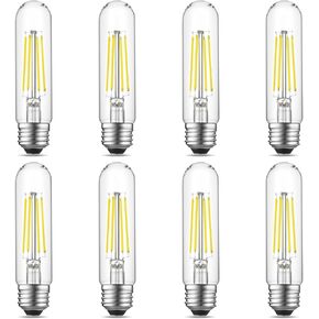 Dimmable E26 Edison Bulb, AC120V Warm White 2700K Light Bulbs, 6W, Equivalent 60W, 750LM, 5 Inch Long Tubular T10 LED Bulbs for Rustic Pendant, Chandeliers, Wall Sconces, Vanity, Pack of 6