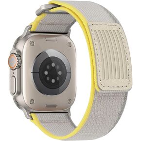 HITZEE Compatible with Apple Watch Band 49mm 45mm 44mm 42mm, Soft Nylon Braided Velcro Loop Bands Adjustable Sport Strap Designed for Apple Watch Ultra 2 Series 9 8 7 SE 6 5 4 3 2 1, Black/Gray, S/M