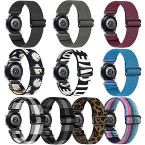 أشرطة مطاطية من النايلون مقاس 22 مم متوافقة مع ساعة Samsung Galaxy Watch 3 45 مم/Galaxy Watch 46 مم/Gear S3 Frontier/Classic/Garmin Venu 3/Vivoactive 4، 10 أشرطة رياضية قابلة للتمدد وقابلة للتعديل للرجال والنساء