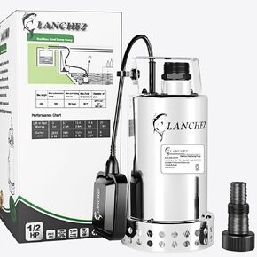 1HP Sump Pump with Float Switch, 4462GPH Submersible Water Pump 25FT Power Cord,115V with 3/4"&1-1/2" Adapter Utility Pump Clean/Dirty,Portable Water Pump for Pool Draining Pond Basement